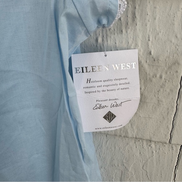 Eileen West Cap Sleeve Button Front Cotton Nightgown Blue size Large NWT NEW - Picture 4 of 7